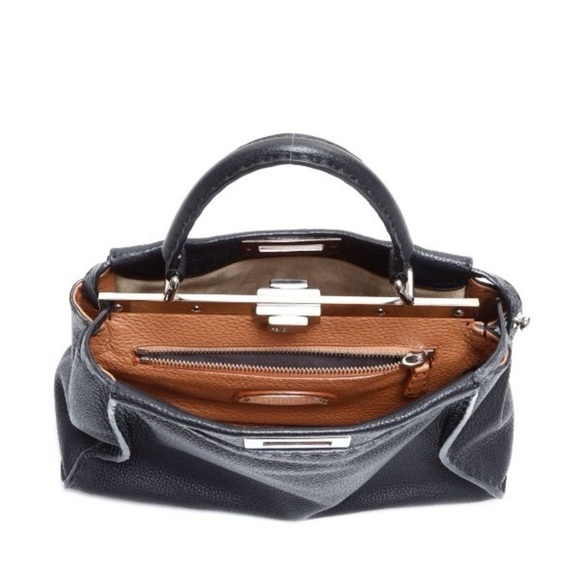 FENDI Peekaboo SMALL Black Saddle Brown Selleria Bag 1048 Hand-Sewn Topstitch - Picture 3 of 16